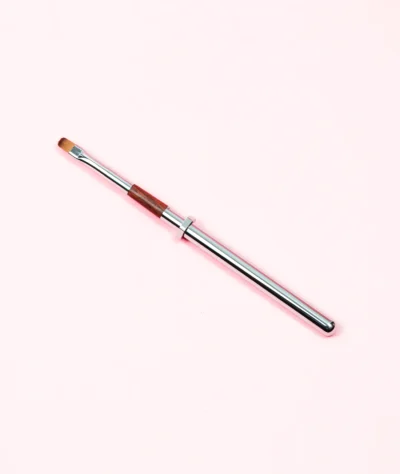 Pensulă nail art plată cu mâner metalic și inserție din lemn