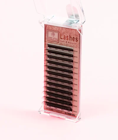 Extensii de gene SYLVYA - maro, curbura CC, mix 8-14 mm, 0.05