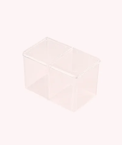 Suport organizator transparent cu 2 compartimente